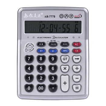 12-Цифрен LCD дисплей Музикален настолен калкулатор Електронен Калкулатор Брояч за възпроизвеждане на Музика от Време на пиана Дата Функция будилник