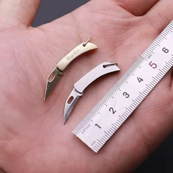 Месинг кухненски нож, открит преносим ключодържател EDC, Подарък Сгъваема Малък Преносим експрес-чанта Sharp с отворена кутия
