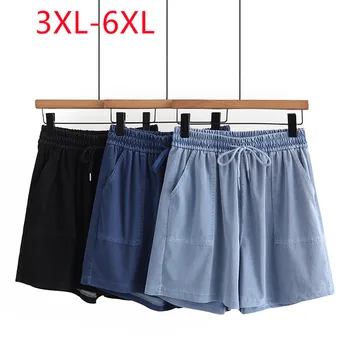 Новост 2023, дамски летни панталони големи размери за жените, сини дънкови шорти голям размер 3XL 4XL 5XL 6XL