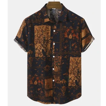 Реколта ризи за мъже, мъжки дрехи с 3D принтом, хавайски hoody свободно размери, с къси ръкави, ежедневни блузи, тениски
