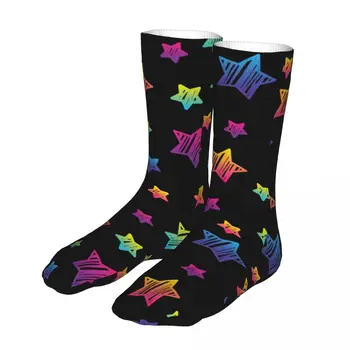Модерен мъжки чорапи дамски чорапи в стил хип-хоп със звездна фигура, графични чорапи, пролет-лято, есен-зима