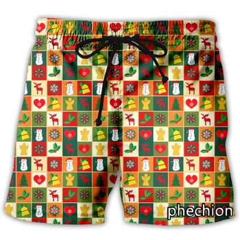 phechion/нови мъжки/дамски ежедневни панталони с коледен дизайн и 3D принтом, модни градинска дрехи, мъжки свободни спортни шорти T48