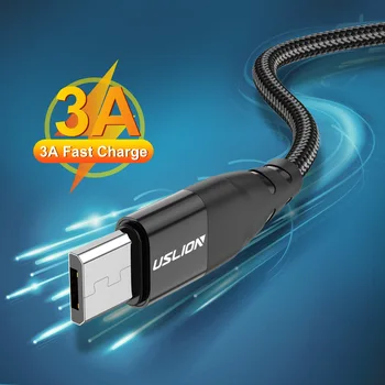 USLION Micro USB кабел 3A Найлон Бързо зареждане на USB Android
Кабел за Samsung Xiaomi Vivo OPPO USB Зарядно Устройство-Кабел за пренос на данни, Телефонни кабели