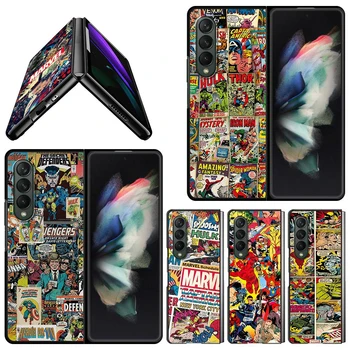 Калъф за телефон Samsung Galaxy Z Fold3 5G твърд калъф тънък дизайн, защита от падане, калъф за z fold 3 в стил ретро комикс на Marvel