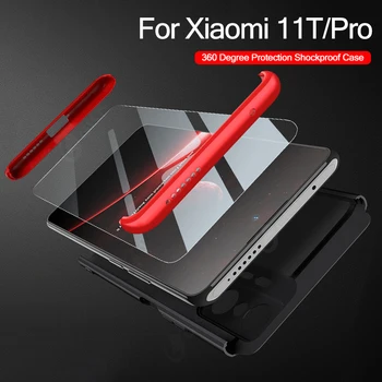 Калъф за защита на Цялото Тяло GKK 360 За Xiaomi 11T 10T Pro С Фолио, Матиран устойчив на удари Твърд Калъф За Xiaomi 11T 10T Pro Shell Case