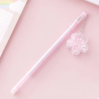 Сладка розова подвесная дръжка с цветен неутрален молив, мультяшные гел химикалки за начално училище, канцеларски материали за учениците