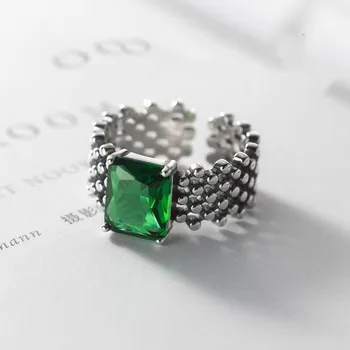 Пръстен от Сребро 925 проба, с неповторим зелен камък е за жените, бижута, открита на пръст, винтажное пръстен ръчно изработени, алергични към подарък за парти, рожден Ден