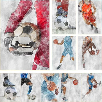 Модерен Баскетбол, Футбол, Футболен плакат Платно картини Топката Спортен Печатане на Стенни художествена картина Декор хол Куадрос