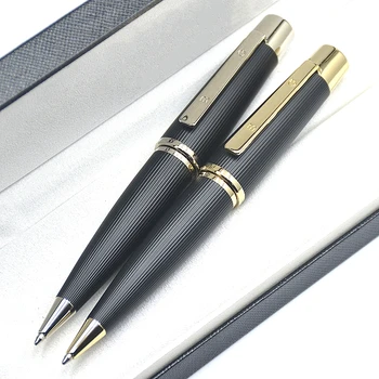Химикалка писалка AAA високо качество в черно-сребърна метална лента, гладка химикалки за офис писма голям размер в подарък