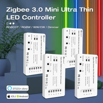 Gledopto Zigbee 3,0 Интелигентен led контролер Ултратънък RGBCCT/RGBW/WW/CW/Димер DC5-24V, Съвместим с Алекса Google Home