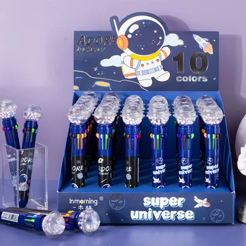 24 бр./лот, творчески астронавт, 10 цвята, двигателят е с мазителна химикалка химикалка, скъпа преса, 0,5 mm, химикалки, офис и ученически пособия за писане