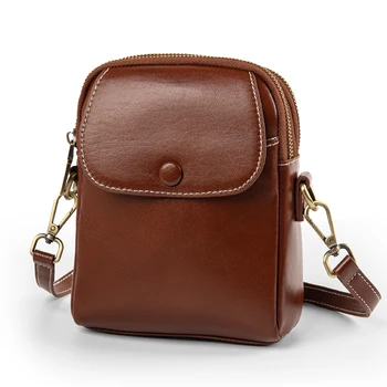 Hxl Нова кожена чанта за телефон, ретро чанта-месинджър, модни мека кожа