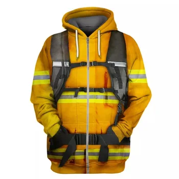 2023 Нов костюм пожарникар Мъжки дамски дрехи Hoody Унисекс Пожарникар cosplay 3d Блузи, Ежедневни облекла плюс размер XS-7XL