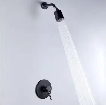 Комплект за душ с дъждовна тупалка, смесител за душ в банята, черен, вграден в стената, определени за душата, скрита наставка, подвижни почистващи комплекти за душ