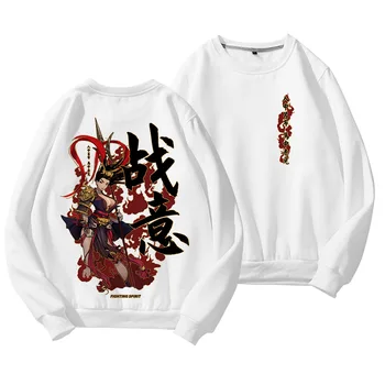Пуловер с принтом Китайски Герой, Пролетта и Есента Модерен Мъжки Пуловер в китайски стил, Памук Пуловер с кръгло деколте в Китайски стил
