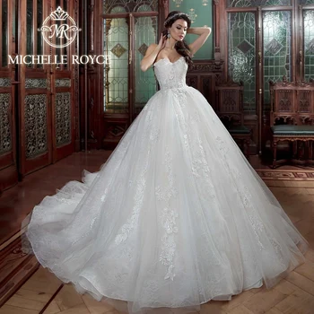 Мишел Ройс Бална рокля Сватбена рокля 2023 С Аппликацией във формата на Сърце, Вышитое Тюлем от Органза, Фин Сватбена рокля Vestidos De Новия
