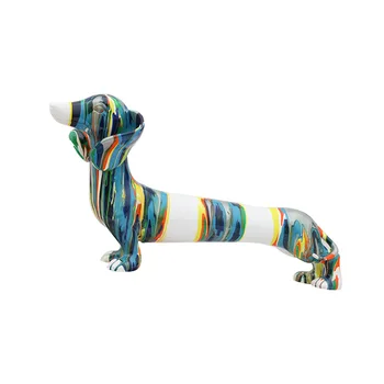 Художествена цветна мультяшная куче-дакел, изделия от смола, животните, Модерен, Креативен къща Декорация на Спалнята, Хола, Подарък, Аксесоари за дома