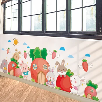 Креативни стикери за стена с зайци и домашни любимци, направи си сам, мультяшные стикери за стена с моркови за детска стая, детска Спалня, детска градина, декорация на дома
