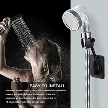 Държач за душ на 360 градуса, за монтиране на Стена за душ глави, Стойка за свободно въртене, Аксесоари за баня, Регулируем самозалепваща поставка за монтиране на стена