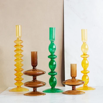 Стъклени свещници Конусообразный свещник за вечеря, свещи, украса на маса за партита и сватби