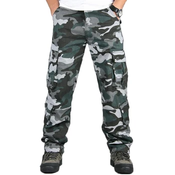 Камуфляжные Панталони Мъжки военни карго панталони с много джобове, хип-хоп джоггеры, градска работно облекло, Връхни Дрехи, камуфляжные тактически Панталони на Едро