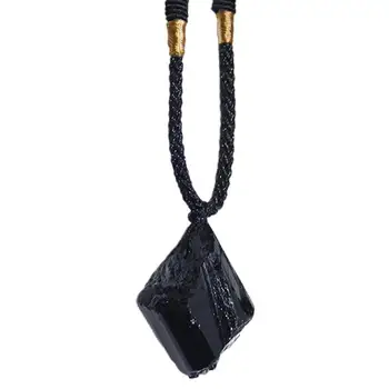 Натурален Черен Турмалин Камък Колие Окачване Черен Турмалин оригиналната проба каменна руда Модни бижута Аксесоари за Подарък