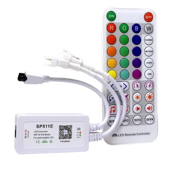 SP511E WIFI Адресуемый контролер WS2812B WS2811 Led лента Музикална 38key IR RGB Контролер Работи с Алекса Smart APP DC 5-24 В