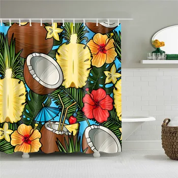 Цветни естествени цветя, водоустойчива душ завеси от полиестер, екологично чисти и висококачествени пердета за баня, щори за баня