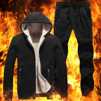 Зимна утепленная hoody от овче кашмир, нови мъжки блузи, hoody + спортни панталони, костюми, есенно-зимни топли комплекти спортни облекла, мъжки hoody