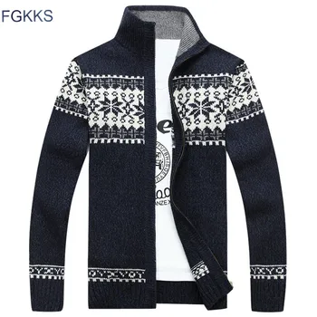 FGKKS/Нови предмети, всекидневни пуловер, мъжки коледен пуловер на райета, ветровка, топло модерен жилетка, мъжки тънък пуловер