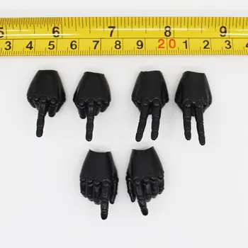 6шт 1/6 Мащаб мъжки солдатской Ръце Модел на пръста Черно/Бял цвят Аксесоар за 12-инчов играчки фигурки