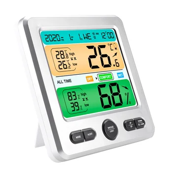 Многофункционален Домакински будилник с Голям цветен дисплей, температурата в стаята, цифров термометър за влажност на въздуха