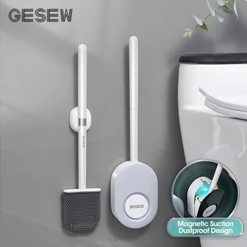 Четка за тоалетна GESEW, Магнитни изсмукване на инструменти за почистване на тоалетни с тупалка от TPE, силиконови Аксесоари за тоалетна и баня