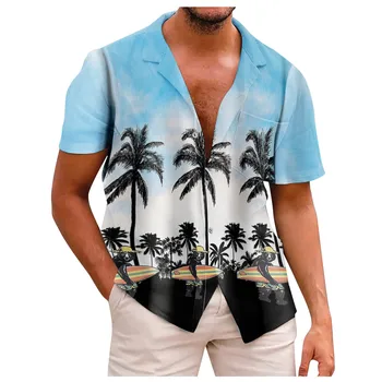 Лятна Хавайска Риза 2023 Година За Мъже, Дизайнерски Ежедневни Аниме-Риза с Къс Ръкав, Реколта Свободна Аниме-Риза с Принтом camisas de hombre