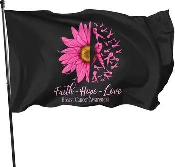 Знамена-Вяра, надежда, любов, осведомеността за рака на гърдата, Градински знамена, добре дошли украса за дома на открито, Банер за вашето семейно парти в двора