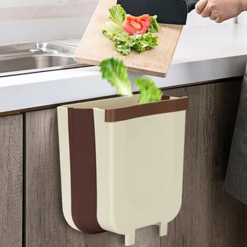Складное кофа за Боклук, монтиране на врата на кухненски шкаф, Подвесное кофа за боклук, кола кофата за боклук, за кухня, Тоалетка контейнер за отпадъци