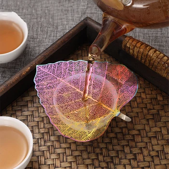 Нов Розово Златен Черен цветен Чай филтър от листата на Бодхи, Цедка за чай във формата на кухи Листа, Устройство За заваряване на Чай кунг-фу, Съдове за Пиене, Приспособление за приготвяне на Чай