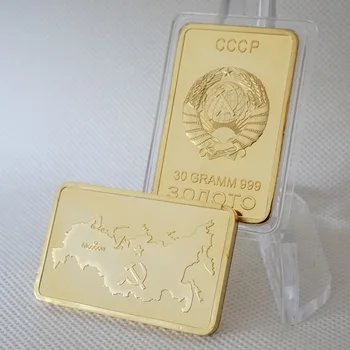 Герб на Русия и СССР CCCP 30 Грама 999 златни кюлчета Карта на Мексико, Сувенирен метален медальон Колекция от монети