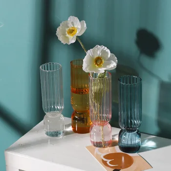 Нова стъклена ваза в скандинавски стил, домашен малко хидропонно растение, стъклена бутилка, интериор за дневната, сушени цветя, Украса, цветен режим