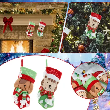 Коледни чорапи, Cartoony чорап, подарък за деца, торбичка за бонбони, Снежен човек, Джоб с Елени, подвесное украса на Коледна елха, Нов 2023 Година # t2p