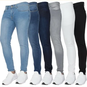 2023 Пролетно-есенни класически мъжки дънки, бизнес, мода, черно-сини стрейчевые панталони обичайното намаляване, мъжки тесни панталони-молив