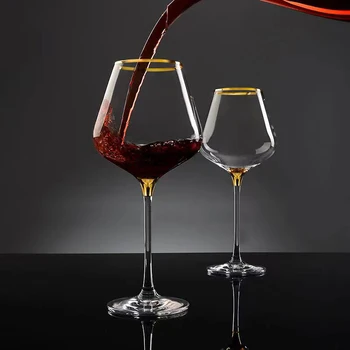 Европейският 660 мл, луксозно Златното Бордовое стъкло, Реколта чаши за вино Комплект от Стъклени чаши, Кристални Чаши за шампанско